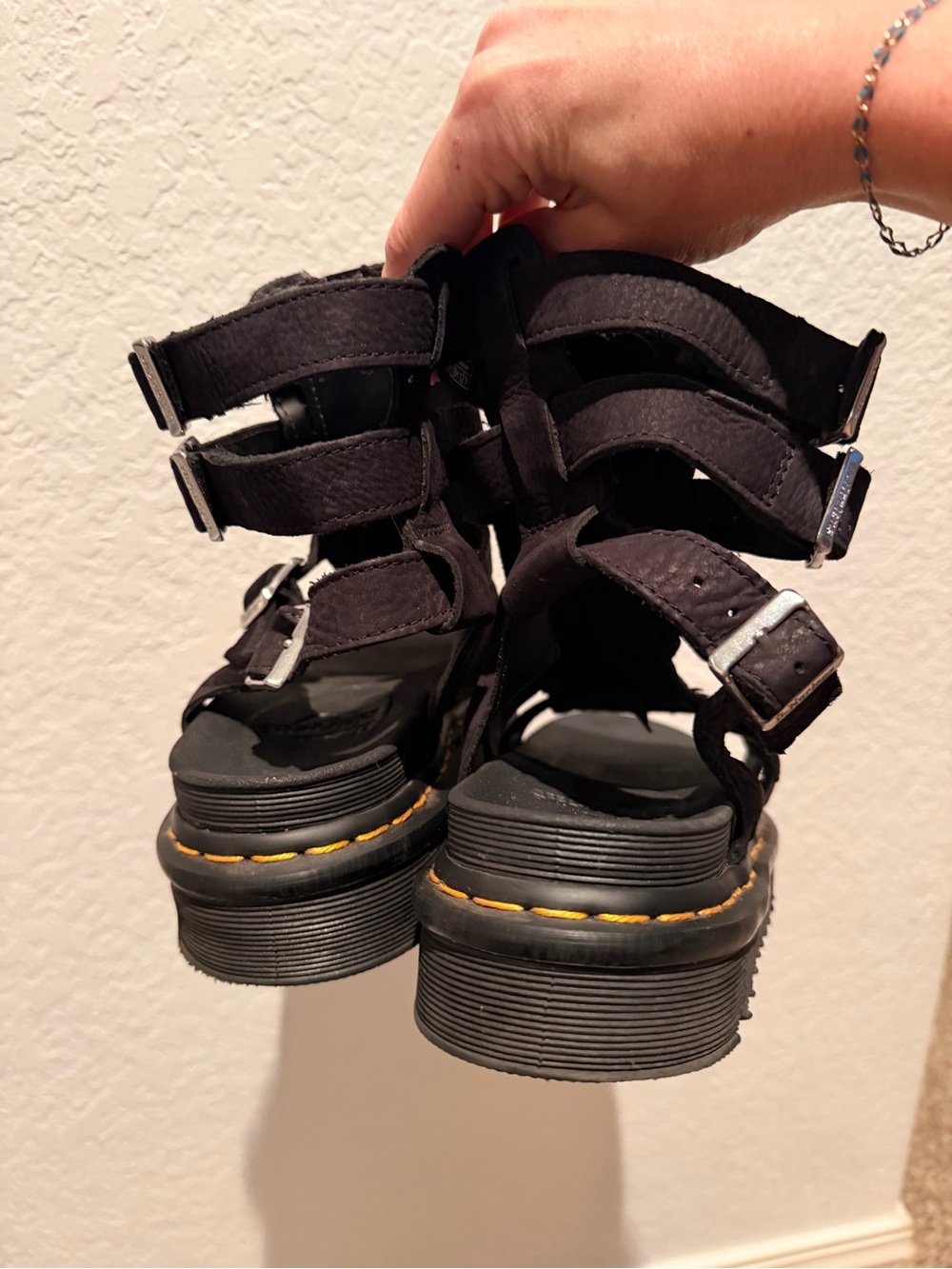 Dr. Martens Black Gladiator Platform Sandals with Buckle Straps - Picture 9 of 15
